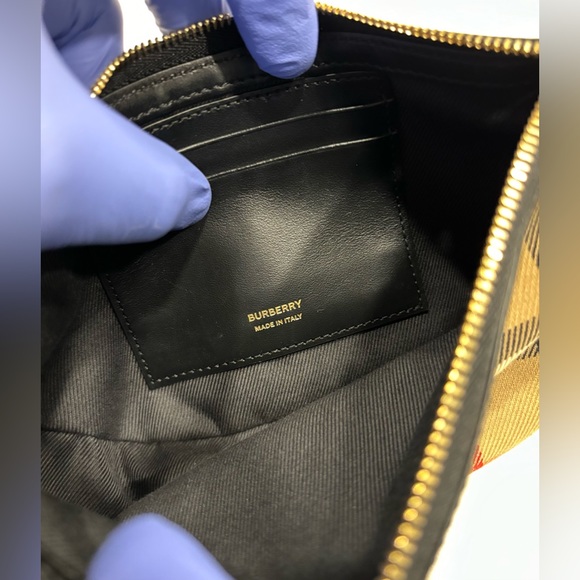 Burberry Leather-trimmed checked canvas shoulder bag - Picture 4 of 6